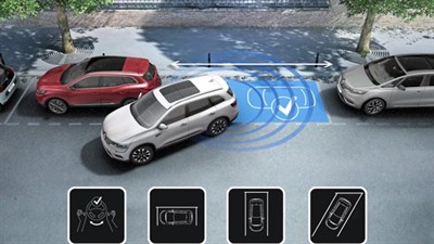 It simplifies parallel, angle & cross parking maneuvers by detecting if there is sufficient space available, before guiding & managing the steering wheel angle. The driver doesn't touch the steering.